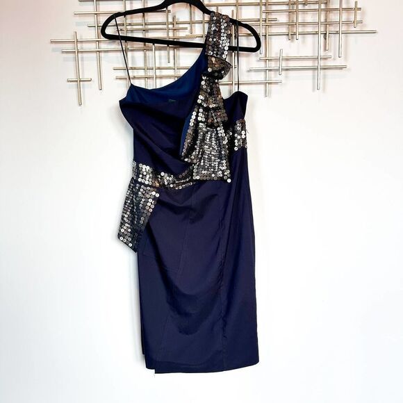 Susana Monaco Blue Flower Print 100% Silk Baby Doll Empire Dress Size 8 - Picture 7 of 12